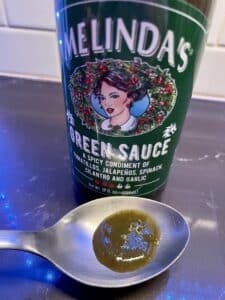 Melinda’s Green Sauce on a spoon