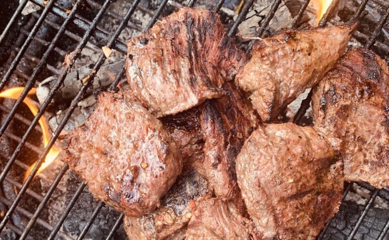 Ostrich Steaks On The Grill Close-up