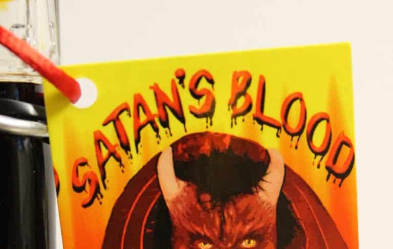 Satans Blood Hot Sauce tag