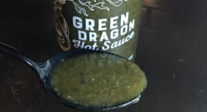 Trader Joes Green Dragon Hot Sauce In Spoon